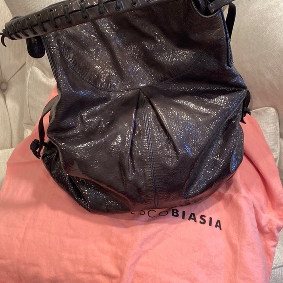 Francisco Biasia charcoal dark gray purse bag STYLISH with a pink dust bag - Picture 4 of 16